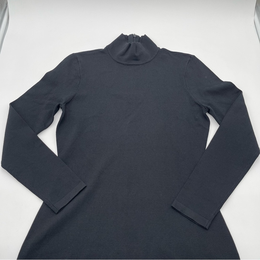Ralph Lauren Sheath Dress Small Black Mock Neck Long Sleeve Fitted Minimalist - Picture 4 of 13